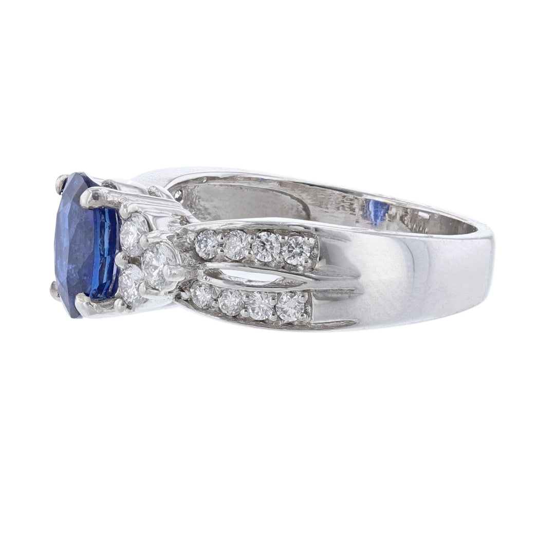 Oval Blue Sapphire Diamond Ring