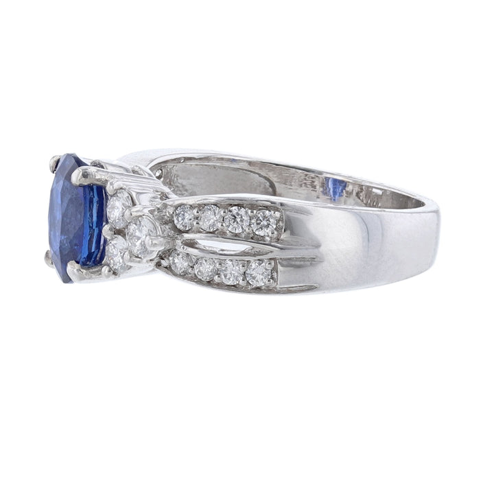 Oval Blue Sapphire Diamond Ring