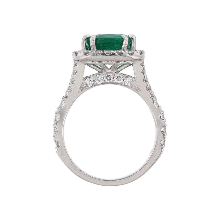 Platinum Beryl Emerald Diamond Ring