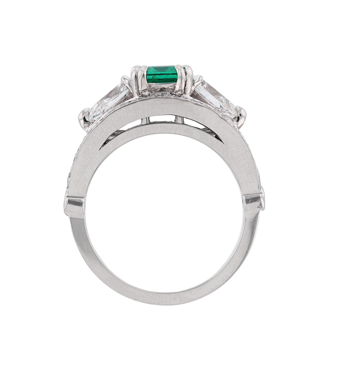 Octagonal Beryl Emerald Diamond Ring, Certified