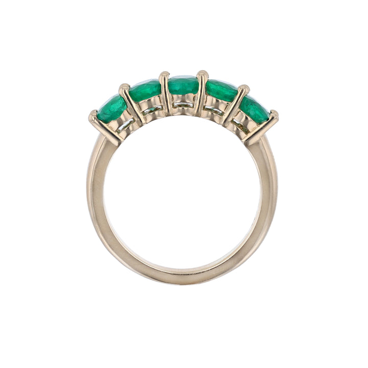 14K Yellow Gold Five Emerald Ring