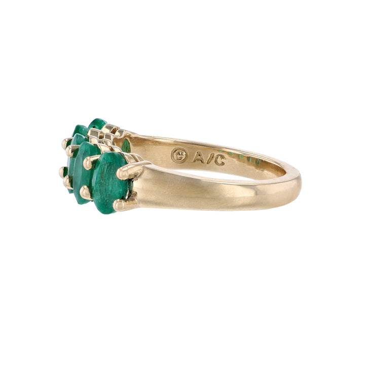 14K Yellow Gold Five Emerald Ring