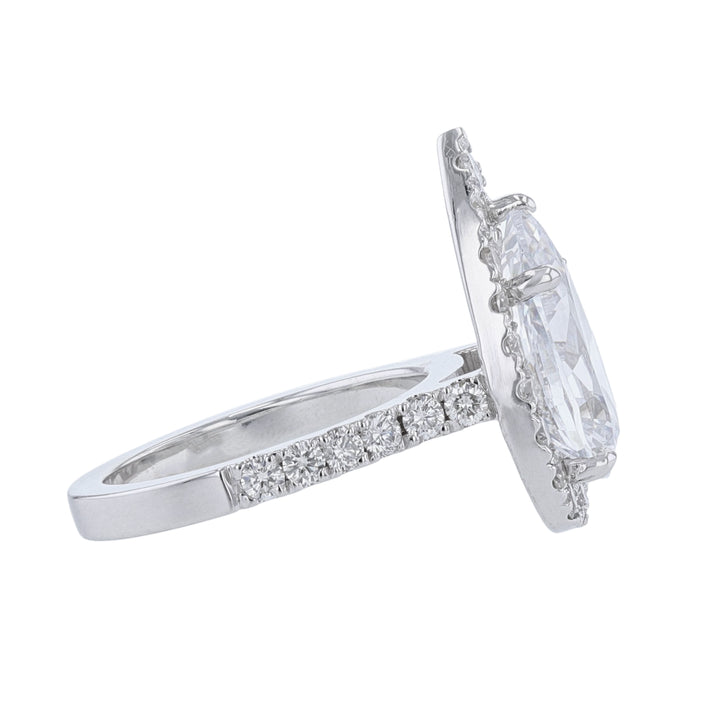 14K White Gold Pear Halo Diamond Ring