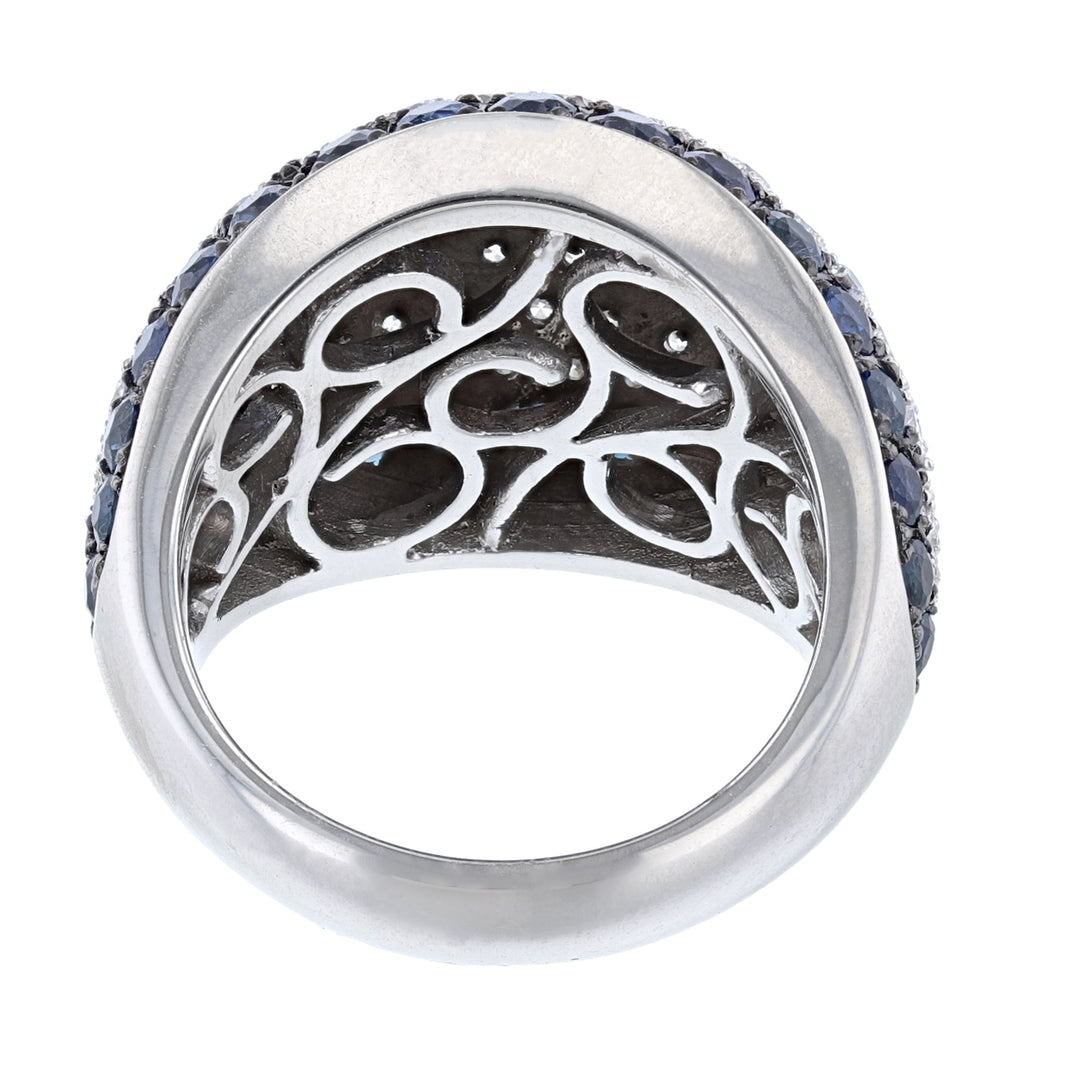 Blue Sapphire Diamond Dome Ring