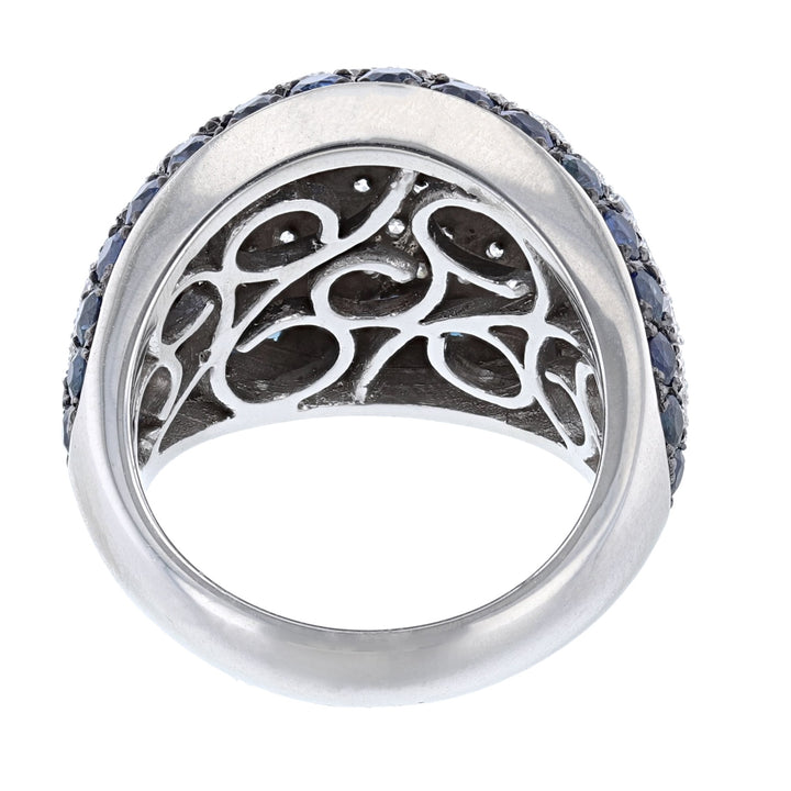 Blue Sapphire Diamond Dome Ring