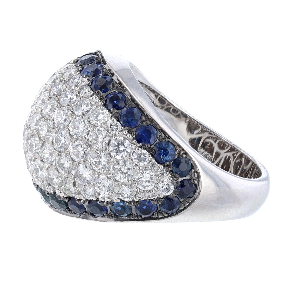 Blue Sapphire Diamond Dome Ring