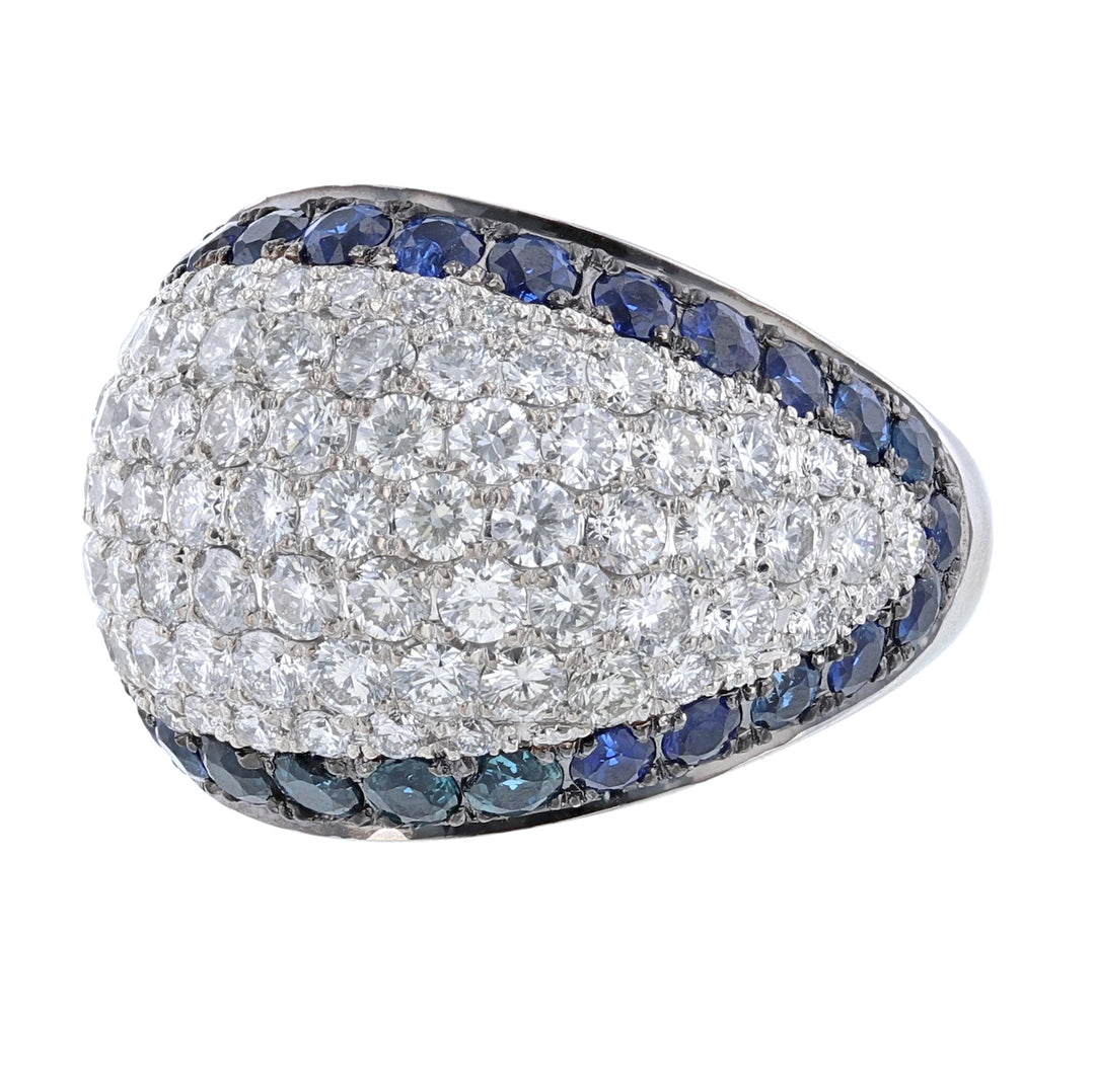 Blue Sapphire Diamond Dome Ring