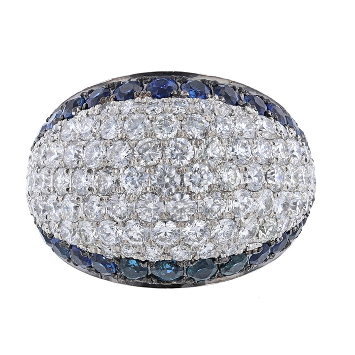 Blue Sapphire Diamond Dome Ring