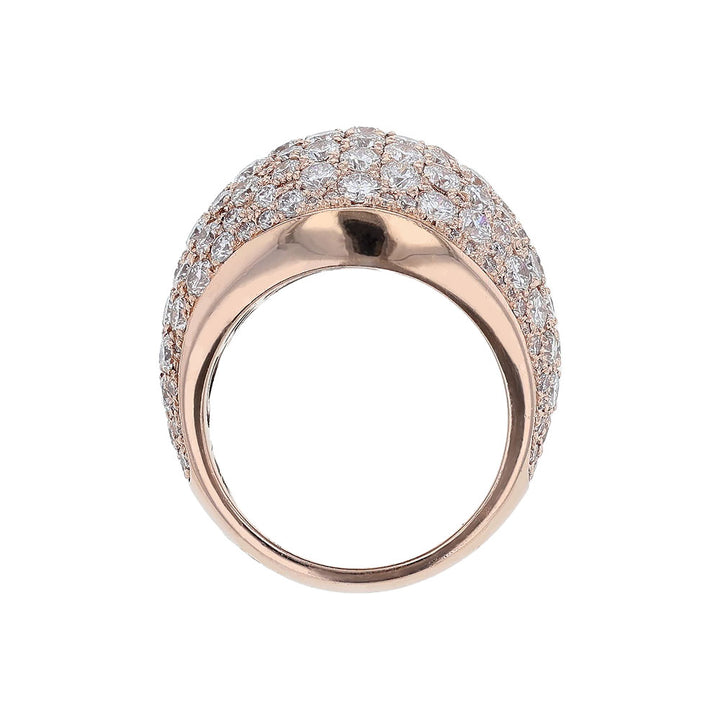 14K Rose Gold Round Diamond Dome Ring