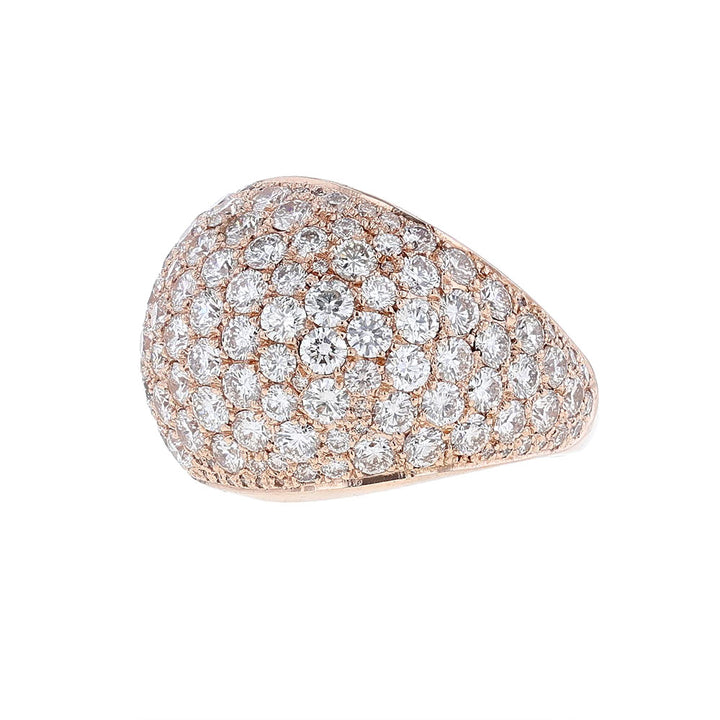 14K Rose Gold Round Diamond Dome Ring