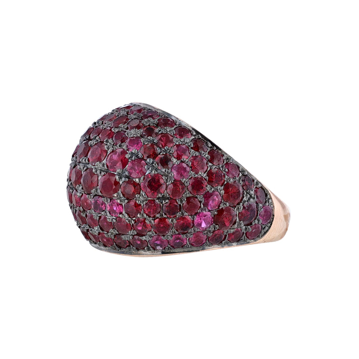 14K Rose Gold Ruby Dome Ring, 6.32ct