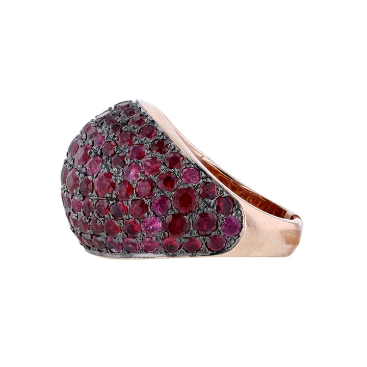 14K Rose Gold Ruby Dome Ring, 6.32ct