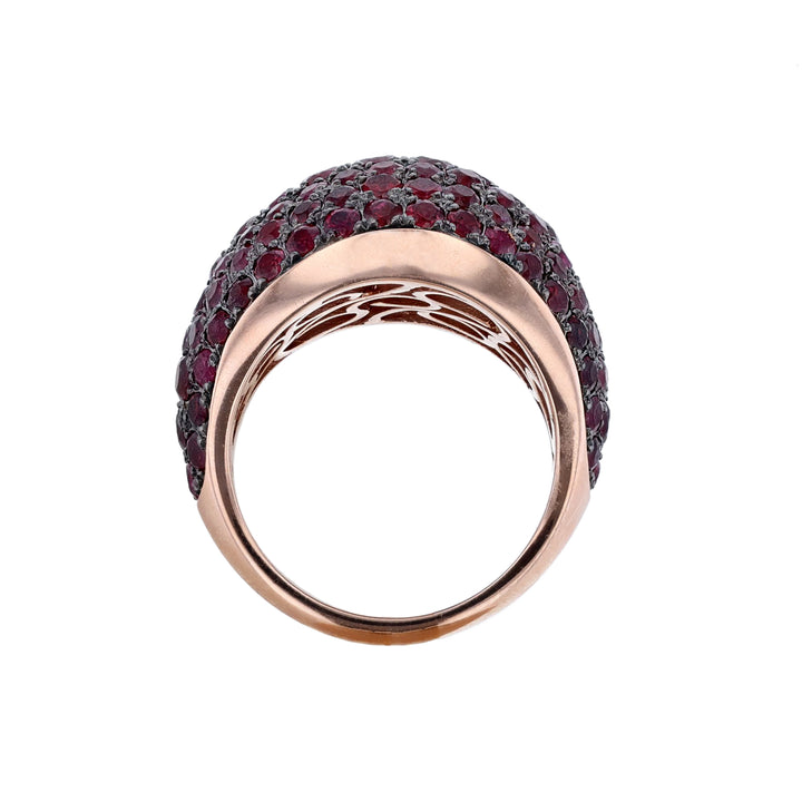 14K Rose Gold Ruby Dome Ring, 6.32ct