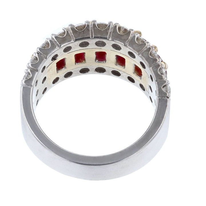 14K Gold Oval Ruby Row Diamond Ring