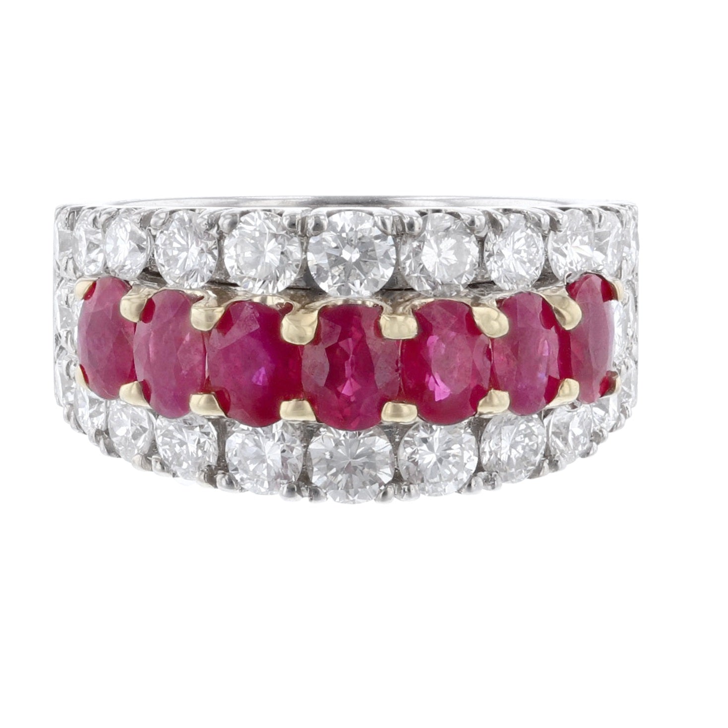 14K Gold Oval Ruby Row Diamond Ring – Nazar's & Co. Jewelers