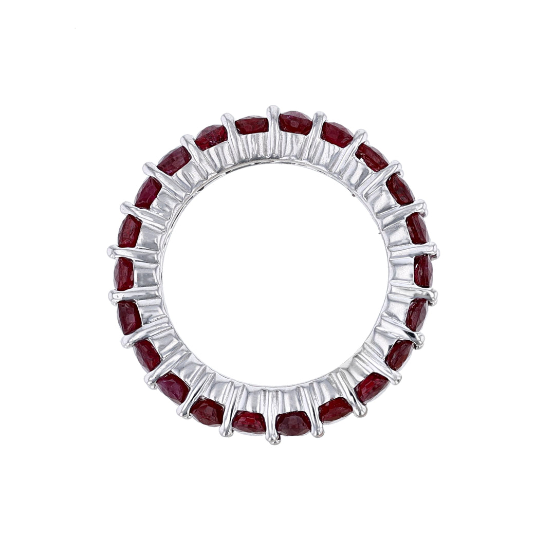 14K White Gold Ruby Eternity Band, 5.85ct.