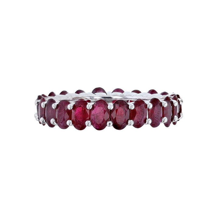 14K White Gold Ruby Eternity Band, 5.85ct.