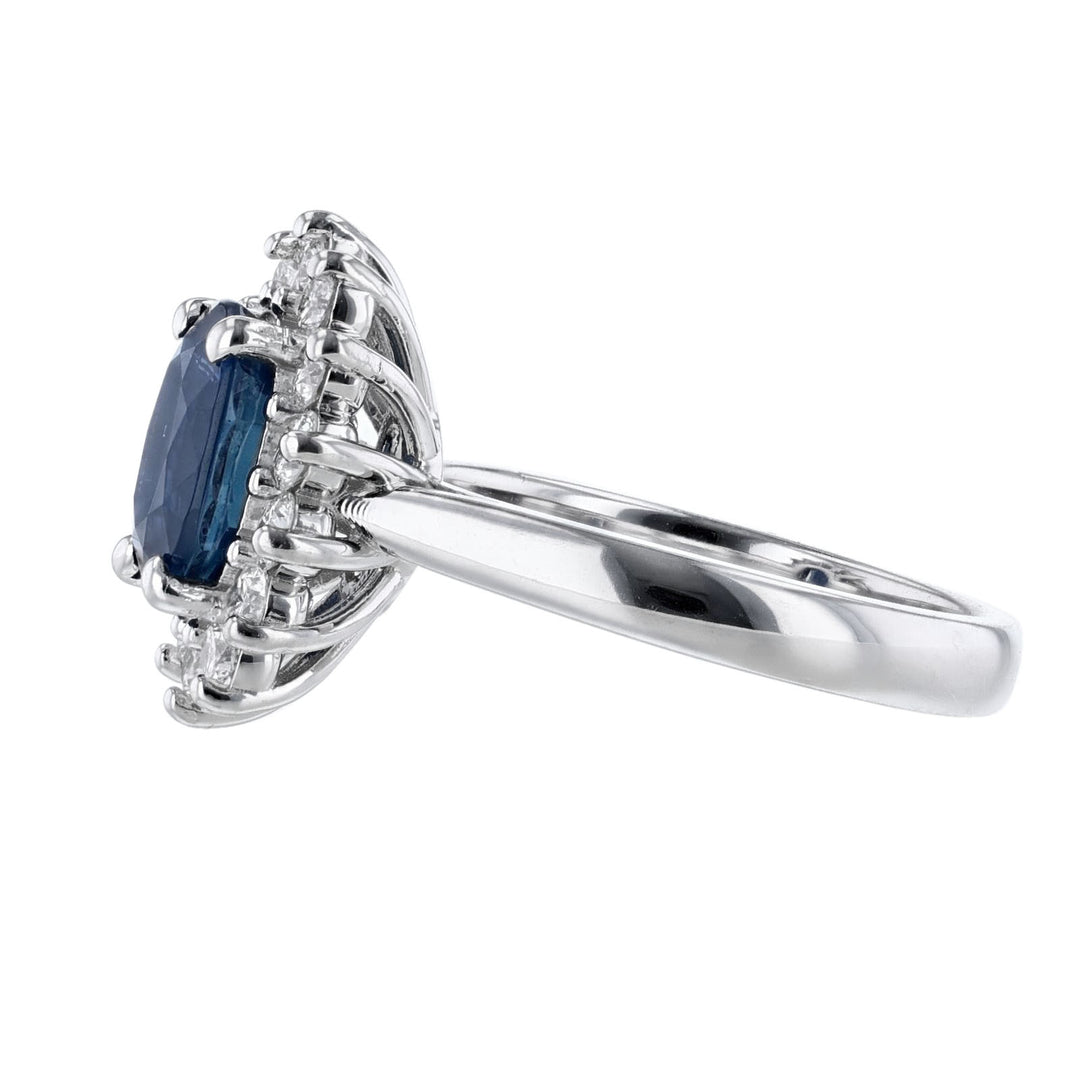 Blue Sapphire Diamond Halo Ring