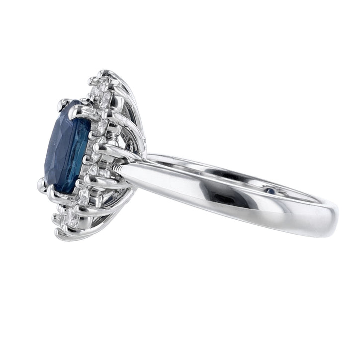Blue Sapphire Diamond Halo Ring