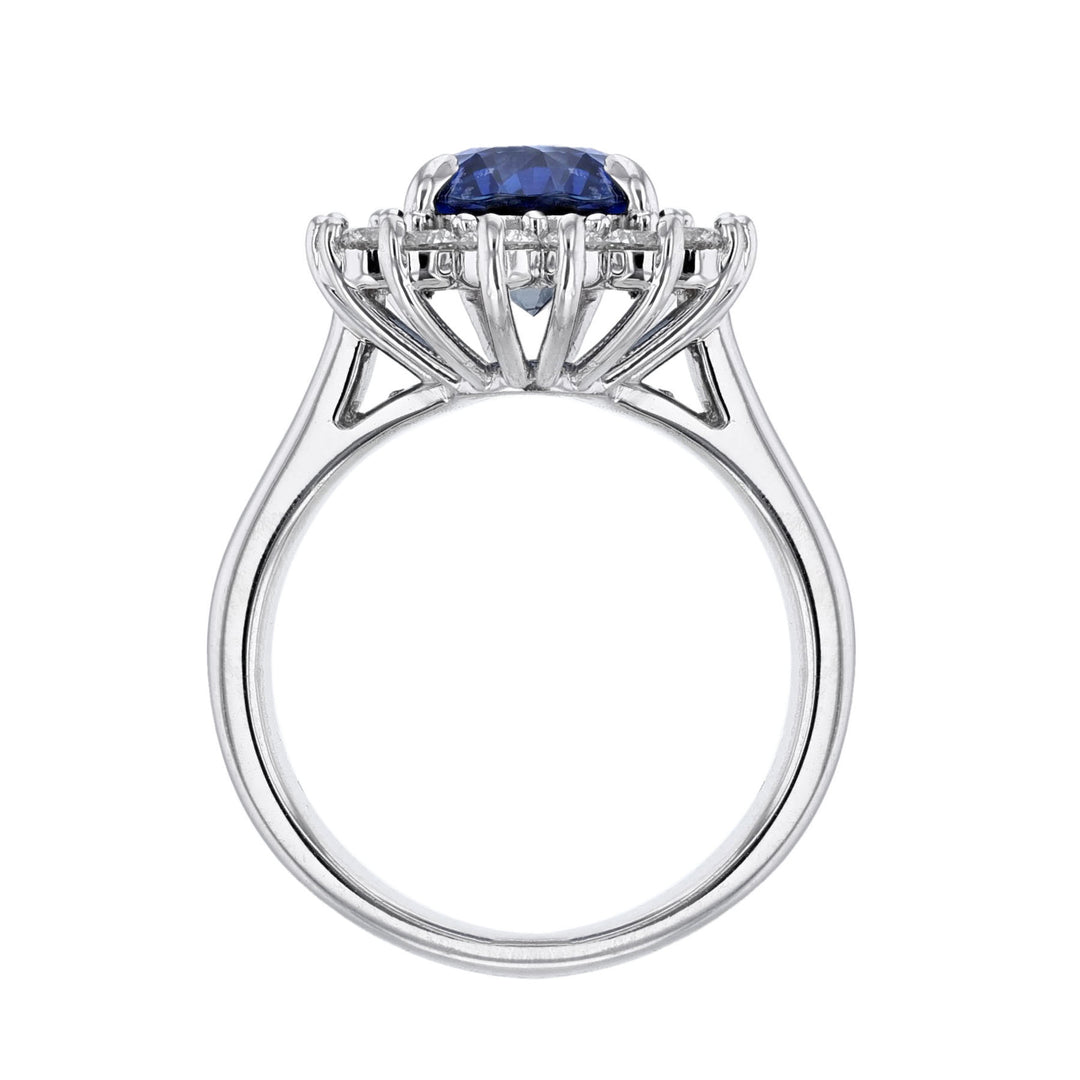 Blue Sapphire Diamond Halo Ring