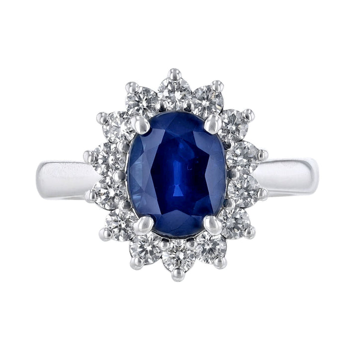 Blue Sapphire Diamond Halo Ring