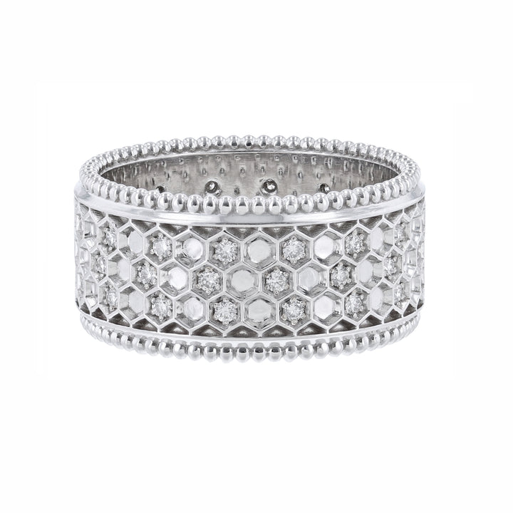 14K WG Honeycomb Diamond Eternity Band