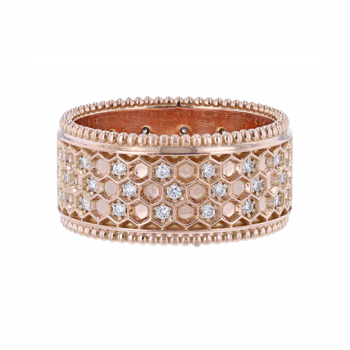 14K Gold Honeycomb Diamond Eternity Band
