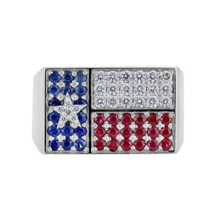 Texas Flag Multi-Gemstone Men's Ring