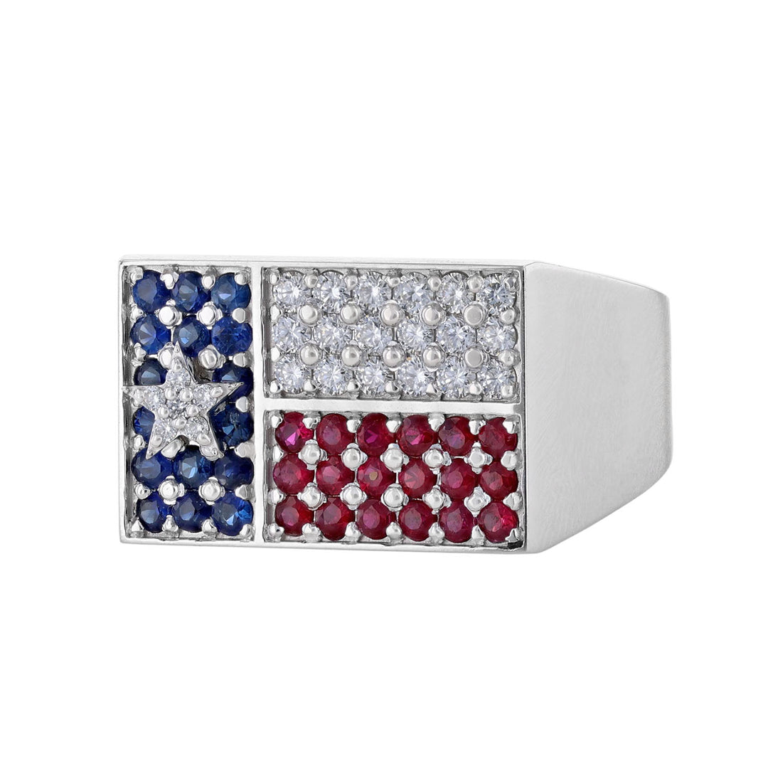 Texas Flag Multi-Gemstone Men's Ring