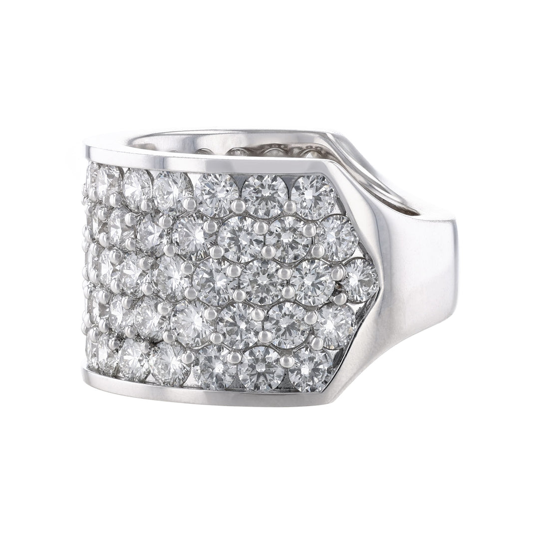14K White Gold Diamond Half Dome Ring