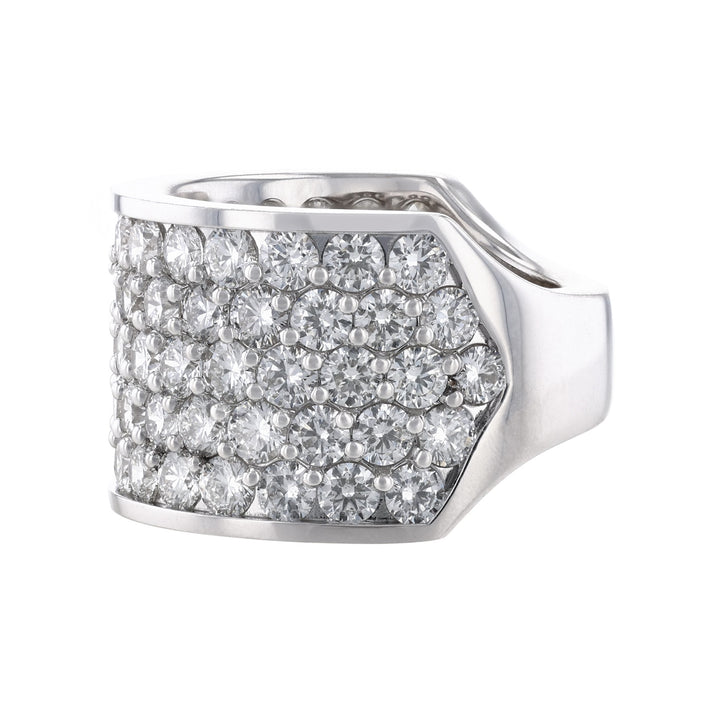 14K White Gold Diamond Half Dome Ring