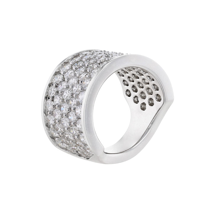 14K White Gold Diamond Half Dome Ring