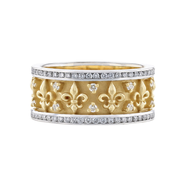 Fleur De Lis Diamond Rows Eternity Band