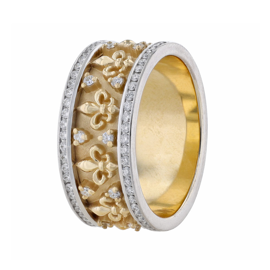 Fleur De Lis Diamond Rows Eternity Band