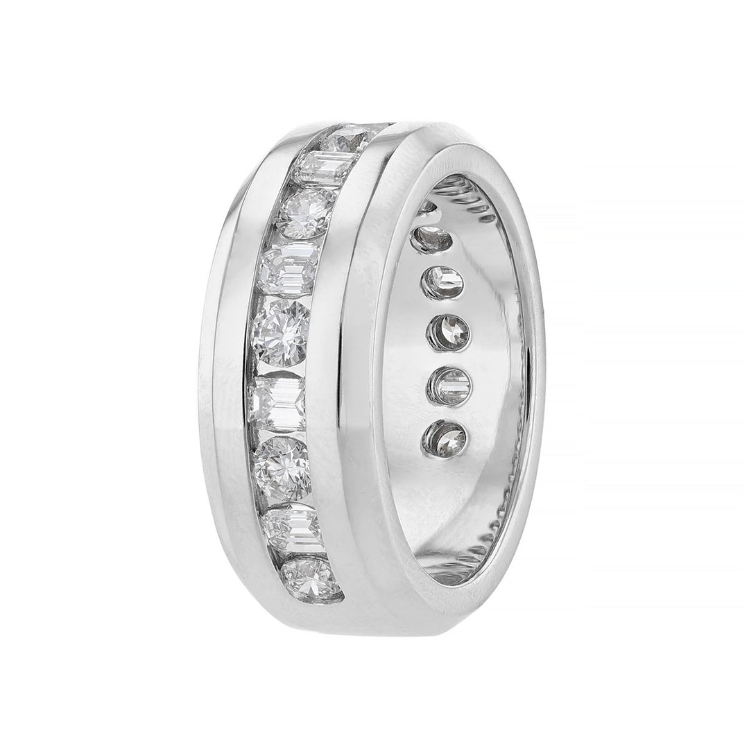 Round & Emerald Diamond Channel Band