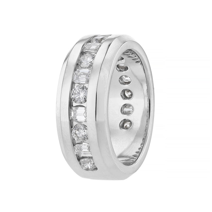Round & Emerald Diamond Channel Band