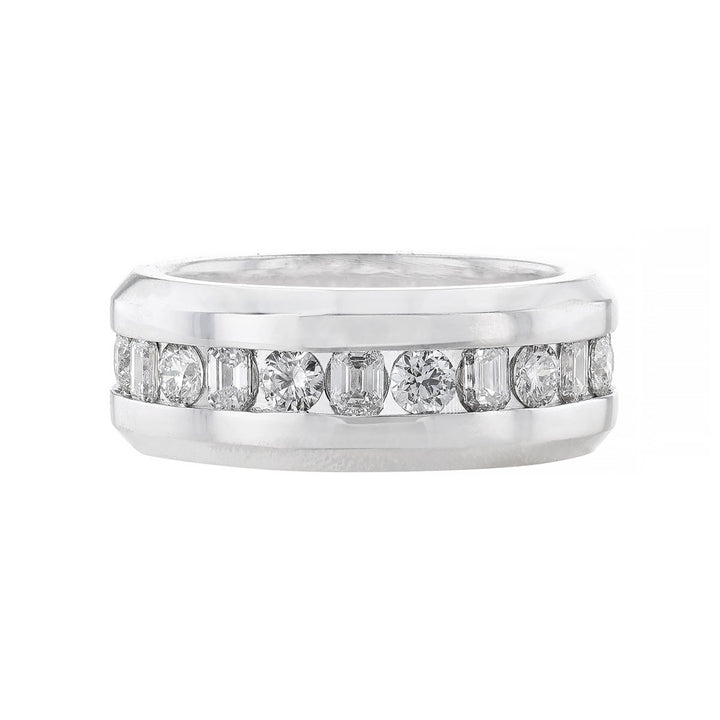 Round & Emerald Diamond Channel Band