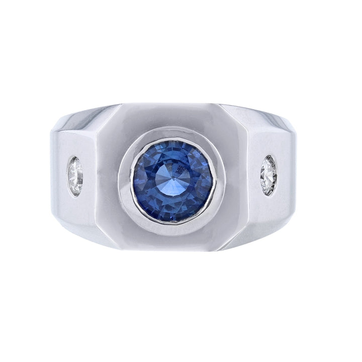 14K White Gold Sapphire Diamond Ring