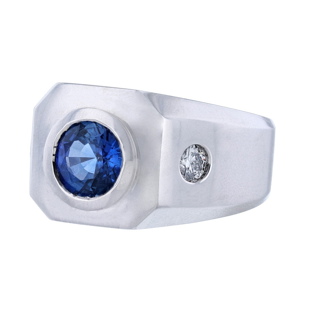 14K White Gold Sapphire Diamond Ring