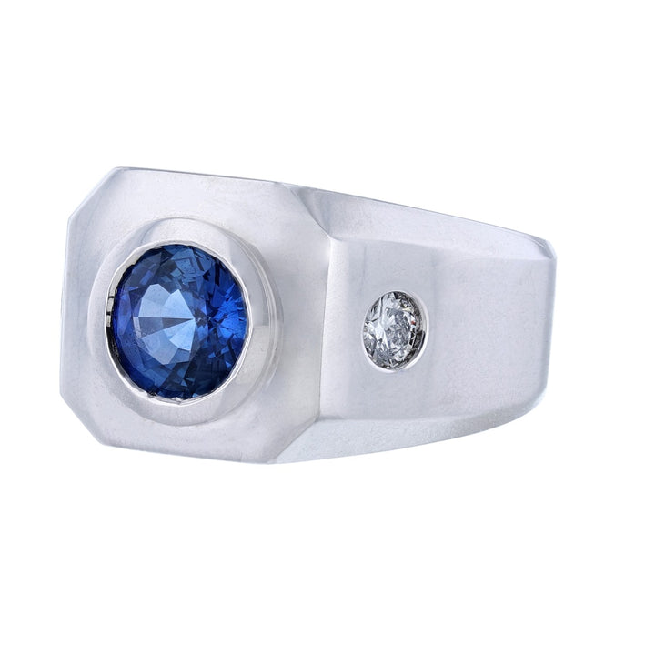 14K White Gold Sapphire Diamond Ring
