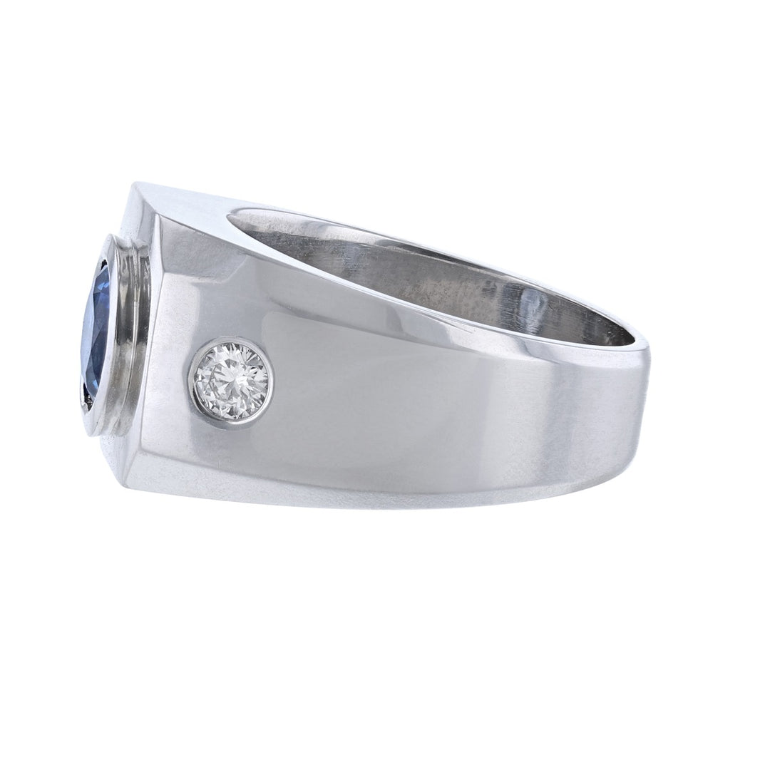 14K White Gold Sapphire Diamond Ring