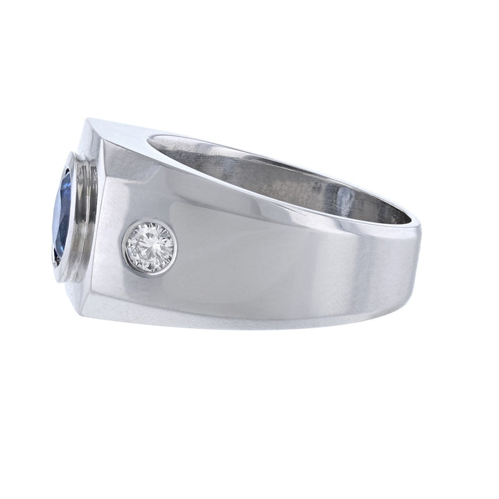 14K White Gold Sapphire Diamond Ring