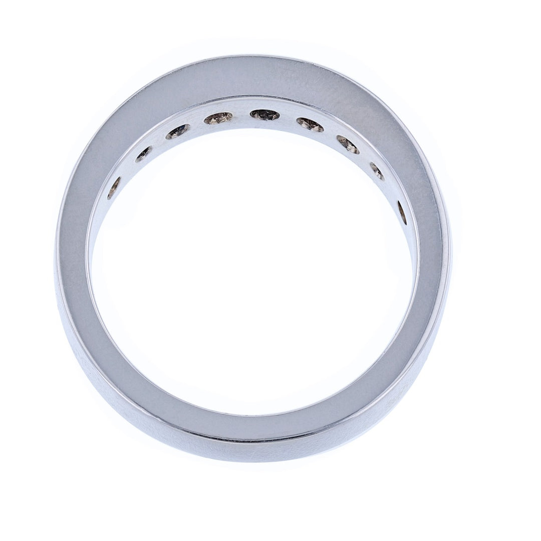14K White Gold Sapphire Diamond Men's Band