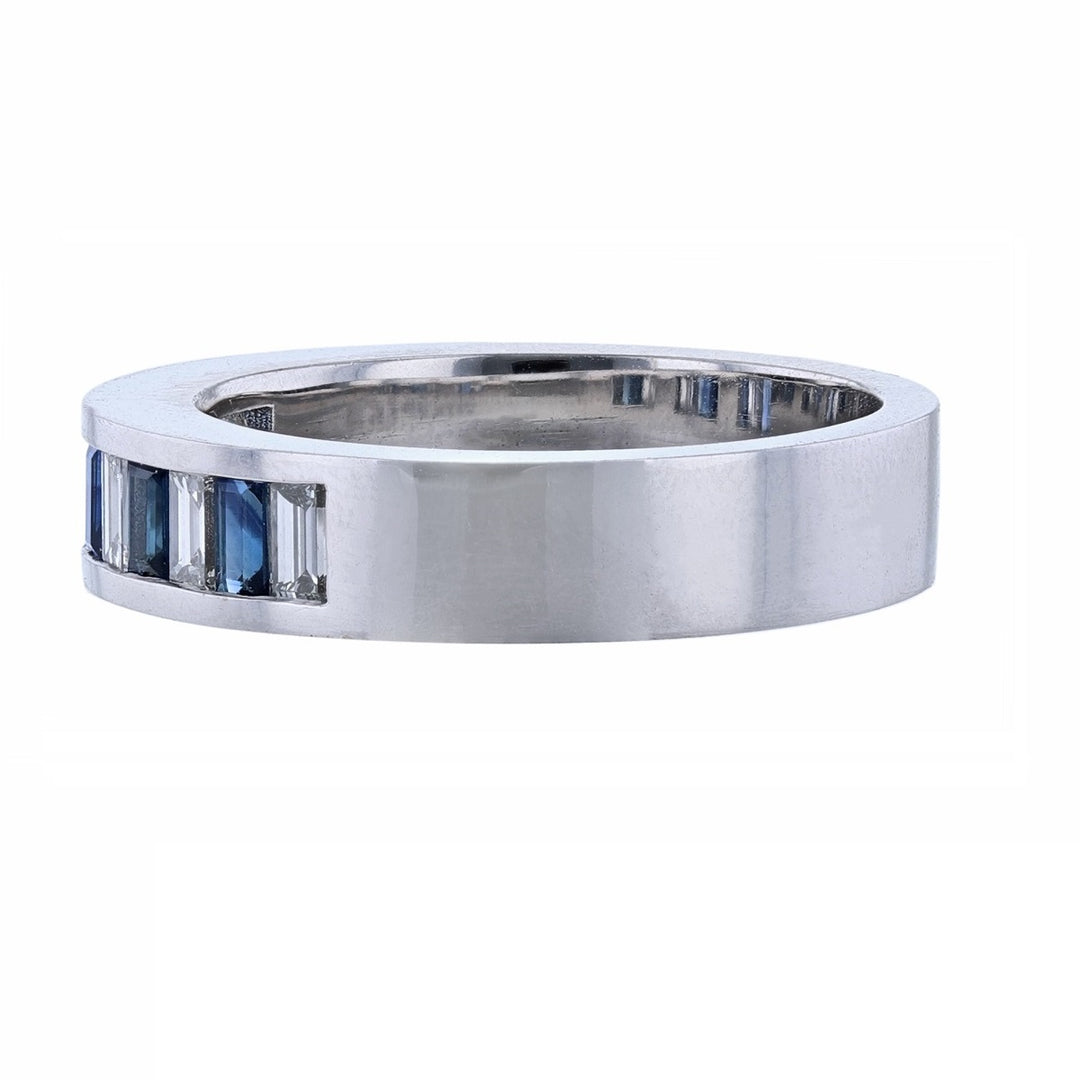 Alternating Baguette Sapphire Diamond Band