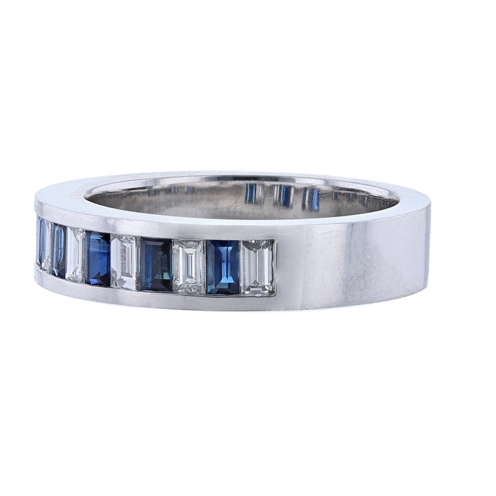 Alternating Baguette Sapphire Diamond Band