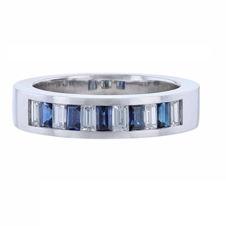 Alternating Baguette Sapphire Diamond Band