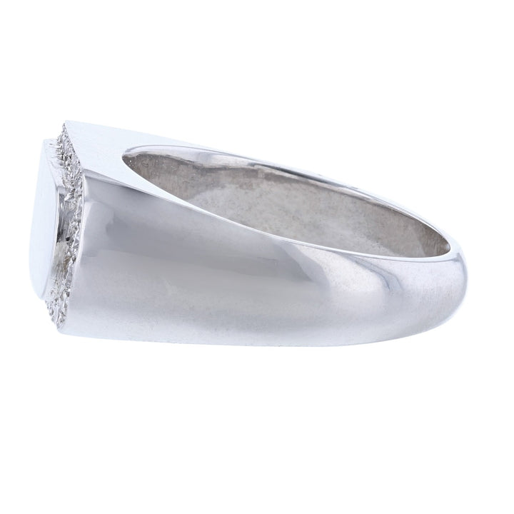 14K White Gold Curved Diamond Band
