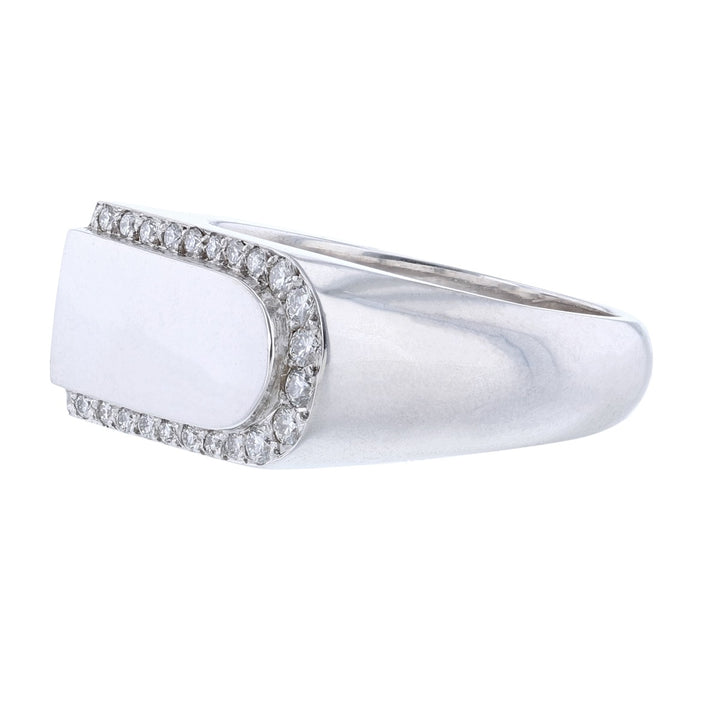 14K White Gold Curved Diamond Band