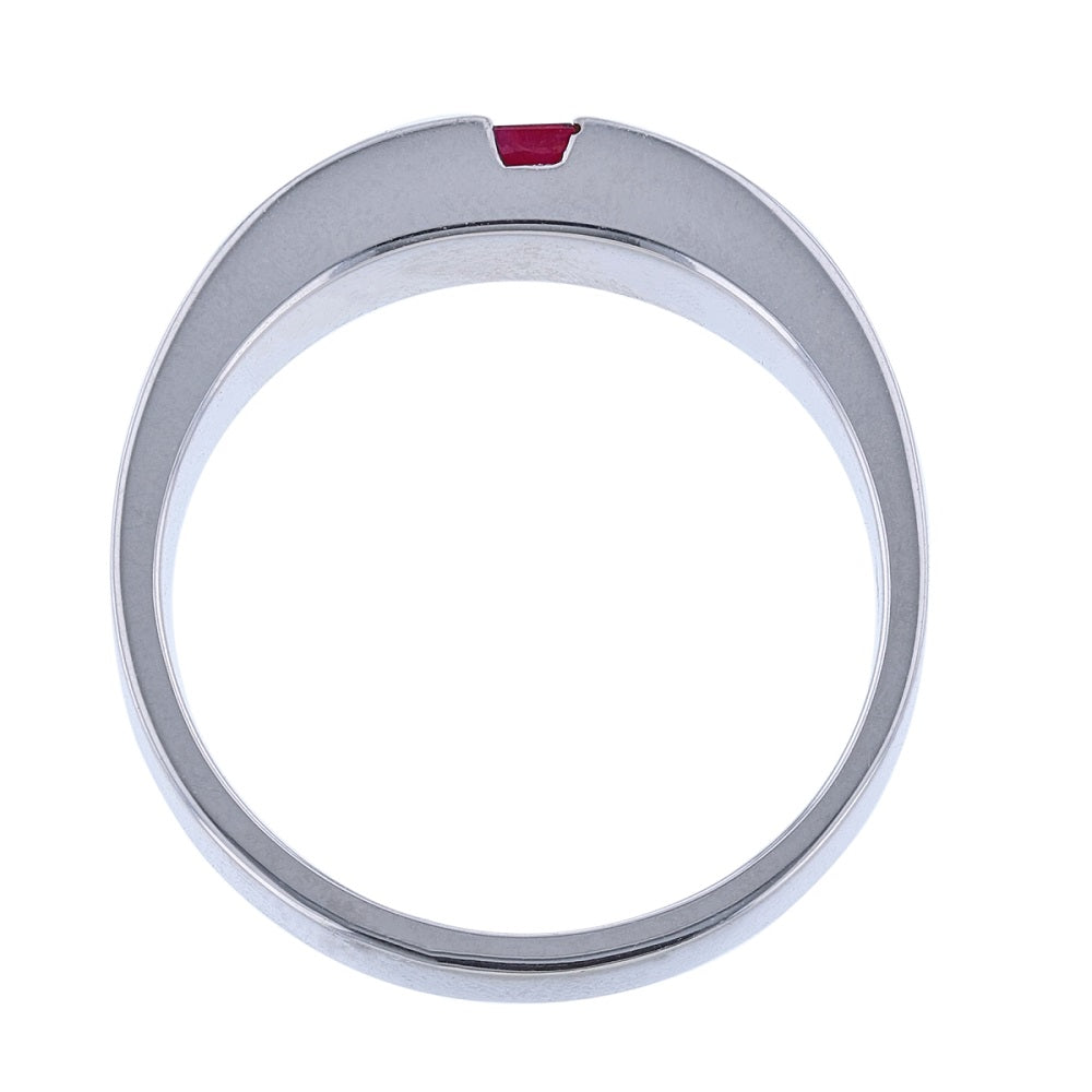 14K White Gold Channel Baguette Ruby Band