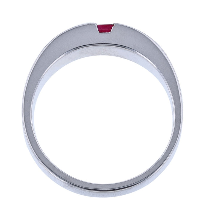 14K White Gold Channel Baguette Ruby Band